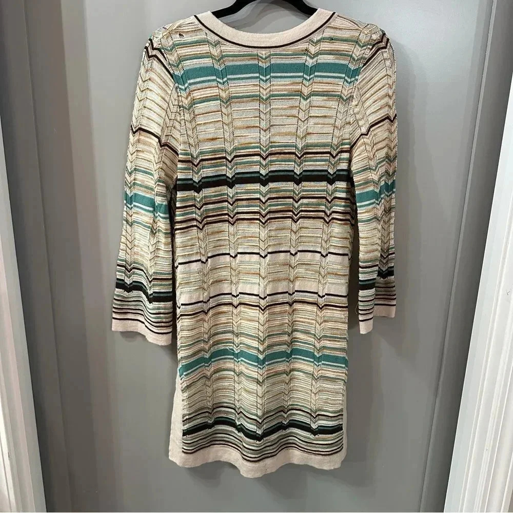M Missoni Dress Multicolor Knitted V-Neck Long Sleeve Beach Dress Wool Size 8 - Picture 3 of 10